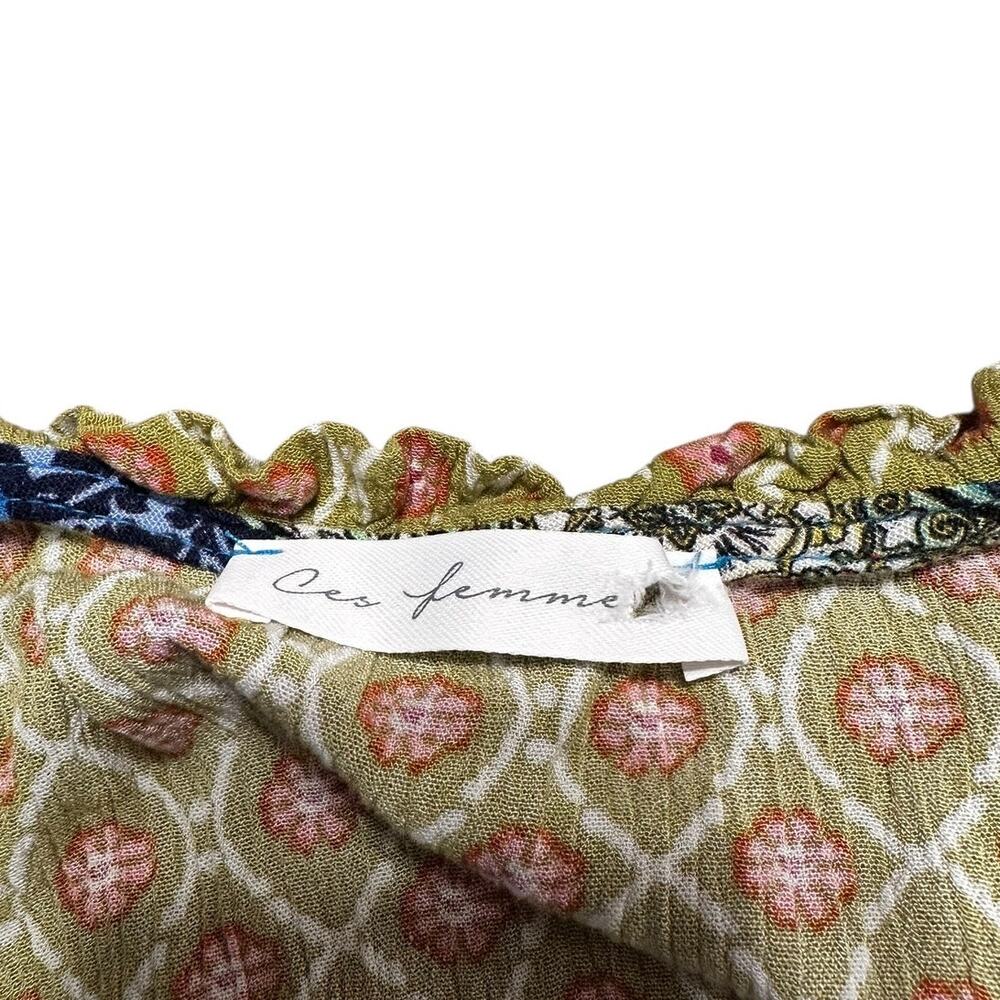 Ces Femme Blue and Green Floral Tunic Women's Size Large - Picture 3 of 6